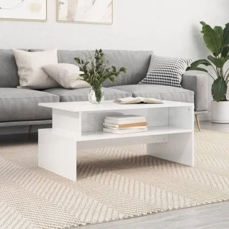 Glänzend weißer Couchtisch aus Holzwerkstoff, 90 x 55 x 42,5 cm von vidaXL, Couchtisch - Ref: Foro24-834282, Preis: 54,69 €, ...