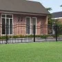 Black coated steel spear point fence gate 406x173 cm by vidaXL, garden gates - Ref: Foro24-151101, Price: 448,92 €, Discount: %