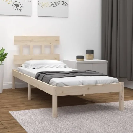 Estructura de cama individual madera maciza 90x200 cm de vidaXL, Camas y somieres - Ref: Foro24-3104723, Precio: 78,27 €, Des...