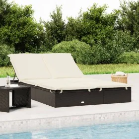 2-person synthetic rattan sun lounger with black cushions by vidaXL, Loungers - Ref: Foro24-319645, Price: 240,90 €, Discount: %