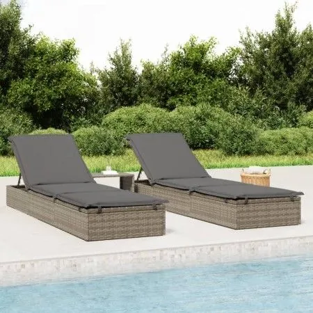 Tumbona 1 ud con cojín ratán sintético gris 201x55x62 cm de vidaXL, Tumbonas - Ref: Foro24-319631, Precio: 168,64 €, Descuent...