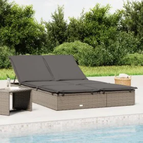 Double sun lounger made of synthetic rattan with grey cushions by vidaXL, Loungers - Ref: Foro24-319646, Price: 266,54 €, Dis...