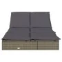 Tumbona 2 personas ratán sintético con cojines gris de vidaXL, Tumbonas - Ref: Foro24-319646, Precio: 266,54 €, Descuento: %