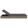 Tumbona 2 personas ratán sintético con cojines gris de vidaXL, Tumbonas - Ref: Foro24-319646, Precio: 266,54 €, Descuento: %