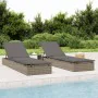 1 sun lounger with gray synthetic rattan table by vidaXL, Loungers - Ref: Foro24-319633, Price: 178,90 €, Discount: %