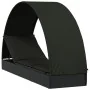 Tumbona con toldo redondo ratán sintético negro 211x57x140 cm de vidaXL, Tumbonas - Ref: Foro24-319644, Precio: 188,65 €, Des...