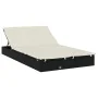 Liegestuhl für 2 Personen mit faltbarem Sonnenschutz aus PE-Rattan, schwarz, 213x118x97 cm von vidaXL, Liegen - Ref: Foro24-3...
