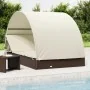 Tumbona 2 personas toldo redondo ratán PE marrón 211x112x140 cm de vidaXL, Tumbonas - Ref: Foro24-319653, Precio: 307,33 €, D...
