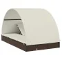 Tumbona 2 personas toldo redondo ratán PE marrón 211x112x140 cm de vidaXL, Tumbonas - Ref: Foro24-319653, Precio: 307,33 €, D...