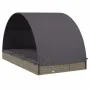 Tumbona 2 personas toldo redondo ratán PE gris 211x112x140 cm de vidaXL, Tumbonas - Ref: Foro24-319655, Precio: 300,91 €, Des...