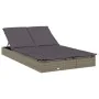 Tumbona 2 personas toldo redondo ratán PE gris 211x112x140 cm de vidaXL, Tumbonas - Ref: Foro24-319655, Precio: 300,91 €, Des...