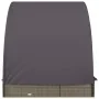 Tumbona 2 personas toldo redondo ratán PE gris 211x112x140 cm de vidaXL, Tumbonas - Ref: Foro24-319655, Precio: 300,91 €, Des...