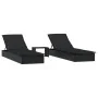 2 pcs sun loungers with black synthetic rattan table by vidaXL, Loungers - Ref: Foro24-319636, Price: 334,07 €, Discount: %