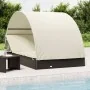 Tumbona 2 personas toldo redondo ratán PE negro 211x112x140 cm de vidaXL, Tumbonas - Ref: Foro24-319654, Precio: 290,42 €, De...