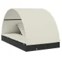 Tumbona 2 personas toldo redondo ratán PE negro 211x112x140 cm de vidaXL, Tumbonas - Ref: Foro24-319654, Precio: 290,42 €, De...