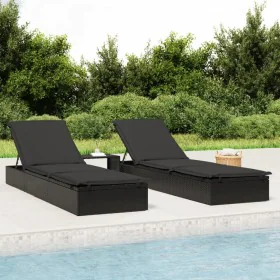 Lounger 1 pc with black synthetic rattan cushion 201x55x62 cm by vidaXL, Loungers - Ref: Foro24-319632, Price: 165,79 €, Disc...