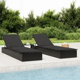 Tumbona 1 ud con cojín ratán sintético negro 201x55x62 cm de vidaXL, Tumbonas - Ref: Foro24-319632, Precio: 165,79 €, Descuen...