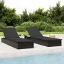 Lounger 1 pc with black synthetic rattan cushion 201x55x62 cm by vidaXL, Loungers - Ref: Foro24-319632, Price: 165,79 €, Disc...