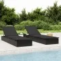 Tumbona 1 ud con cojín ratán sintético negro 201x55x62 cm de vidaXL, Tumbonas - Ref: Foro24-319632, Precio: 165,79 €, Descuen...