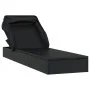 Tumbona con toldo plegable ratán sintético negro 213x63x97cm de vidaXL, Tumbonas - Ref: Foro24-319640, Precio: 159,99 €, Desc...
