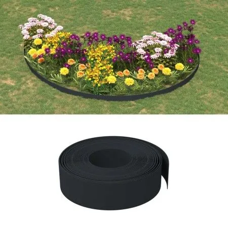 Bordura de jardín polietileno negro 10 m 15 cm de vidaXL, Ribetes y bordes para jardín - Ref: Foro24-154397, Precio: 31,00 €,...