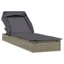 Tumbona con toldo plegable ratán sintético gris 213x63x97cm de vidaXL, Tumbonas - Ref: Foro24-319639, Precio: 190,85 €, Descu...