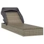 Tumbona con toldo plegable ratán sintético gris 213x63x97cm de vidaXL, Tumbonas - Ref: Foro24-319639, Precio: 190,85 €, Descu...
