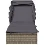 Tumbona con toldo plegable ratán sintético gris 213x63x97cm de vidaXL, Tumbonas - Ref: Foro24-319639, Precio: 190,85 €, Descu...