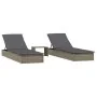 Tumbonas 2 uds con mesita ratán sintético gris de vidaXL, Tumbonas - Ref: Foro24-319635, Precio: 320,26 €, Descuento: %