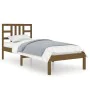 Honey brown solid wood bed frame 100x200 cm by vidaXL, Beds and slatted bases - Ref: Foro24-3105398, Price: 102,33 €, Discoun...