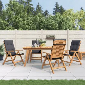 Sillas de jardín reclinables y cojines 4 uds madera maciza teca de vidaXL, Sillas de jardín - Ref: Foro24-3196463, Precio: 65...