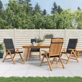 Sillas de jardín reclinables y cojines 4 uds madera maciza teca de vidaXL, Sillas de jardín - Ref: Foro24-3196470, Precio: 65...