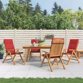 Liegende Gartenstühle und Kissen, 4 Stück, massives Teakholz von vidaXL, Gartenstühle - Ref: Foro24-3196469, Preis: 659,87 €,...