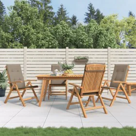 Sillas de jardín reclinables y cojines 4 uds madera maciza teca de vidaXL, Sillas de jardín - Ref: Foro24-3196471, Precio: 65...