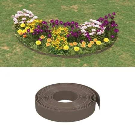 Borduras de jardín 4 uds polietileno marrón 10 m 10 cm de vidaXL, Ribetes y bordes para jardín - Ref: Foro24-3155438, Precio:...