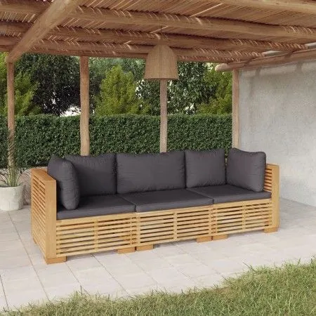 Juego muebles de jardín 3 piezas y cojines madera maciza teca de vidaXL, Conjuntos de jardín - Ref: Foro24-3100866, Precio: 6...