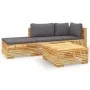 Juego muebles de jardín 4 piezas y cojines madera maciza teca de vidaXL, Conjuntos de jardín - Ref: Foro24-3100912, Precio: 6...