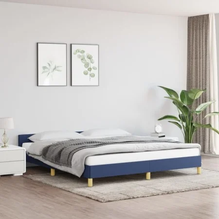 Estructura de cama con cabecero de tela azul 180x200 cm de vidaXL, Camas y somieres - Ref: Foro24-347437, Precio: 127,20 €, D...