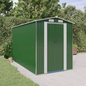 Cobertizo de jardín acero galvanizado verde 192x357x223 cm de vidaXL, Cobertizos - Ref: Foro24-3147429, Precio: 478,53 €, Des...