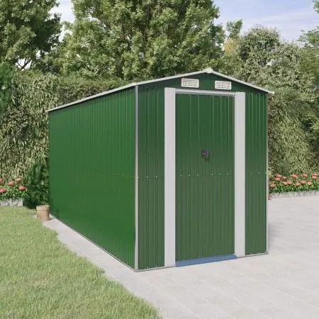 Cobertizo de jardín acero galvanizado verde 192x440x223 cm de vidaXL, Cobertizos - Ref: Foro24-3147430, Precio: 633,45 €, Des...