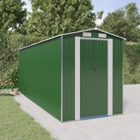 Cobertizo de jardín acero galvanizado verde 192x523x223 cm de vidaXL, Cobertizos - Ref: Foro24-3147431, Precio: 724,84 €, Des...