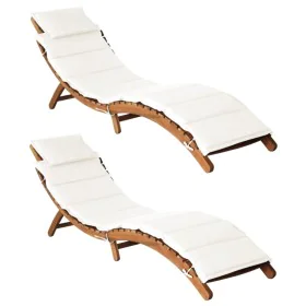 Sonnenliegen mit Kissen 2 Stück massives Akazienholz cremeweiß von vidaXL, Liegen - Ref: Foro24-3155473, Preis: 319,33 €, Rab...