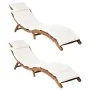 Tumbonas con cojines 2 uds madera maciza acacia blanco crema de vidaXL, Tumbonas - Ref: Foro24-3155473, Precio: 319,33 €, Des...