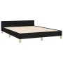 Bed frame with black fabric headboard 140x190 cm by vidaXL, Beds and slatted bases - Ref: Foro24-3124889, Price: 203,64 €, Di...