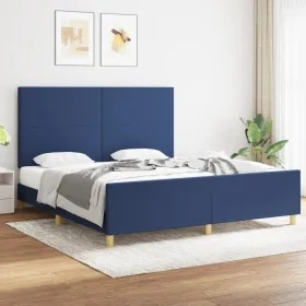 Estructura de cama con cabecero de tela azul 180x200 cm de vidaXL, Camas y somieres - Ref: Foro24-3124917, Precio: 222,64 €, ...
