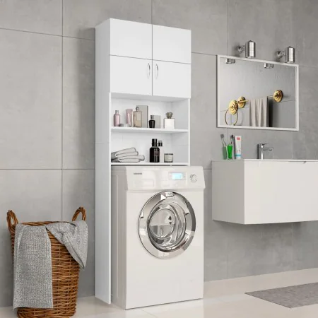 Armario de lavadora madera contrachapada blanco 64x25,5x190 cm de vidaXL, Accesorios para lavadoras y secadoras - Ref: Foro24...