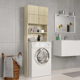 Armario de lavadora madera color roble sonoma 64x25,5x190 cm de vidaXL, Accesorios para lavadoras y secadoras - Ref: Foro24-8...