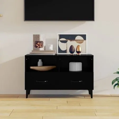 Mueble para TV madera contrachapada negro 80x36x50 cm de vidaXL, Muebles TV - Ref: Foro24-812592, Precio: 64,71 €, Descuento: %
