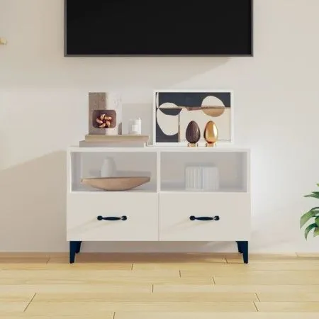 Mueble de TV madera contrachapada blanco brillo 80x36x50 cm de vidaXL, Muebles TV - Ref: Foro24-812597, Precio: 59,51 €, Desc...