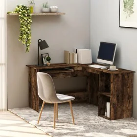 Escritorio esquina madera contrachapada roble humo 120x140x75cm de vidaXL, Escritorios - Ref: Foro24-815384, Precio: 89,89 €,...
